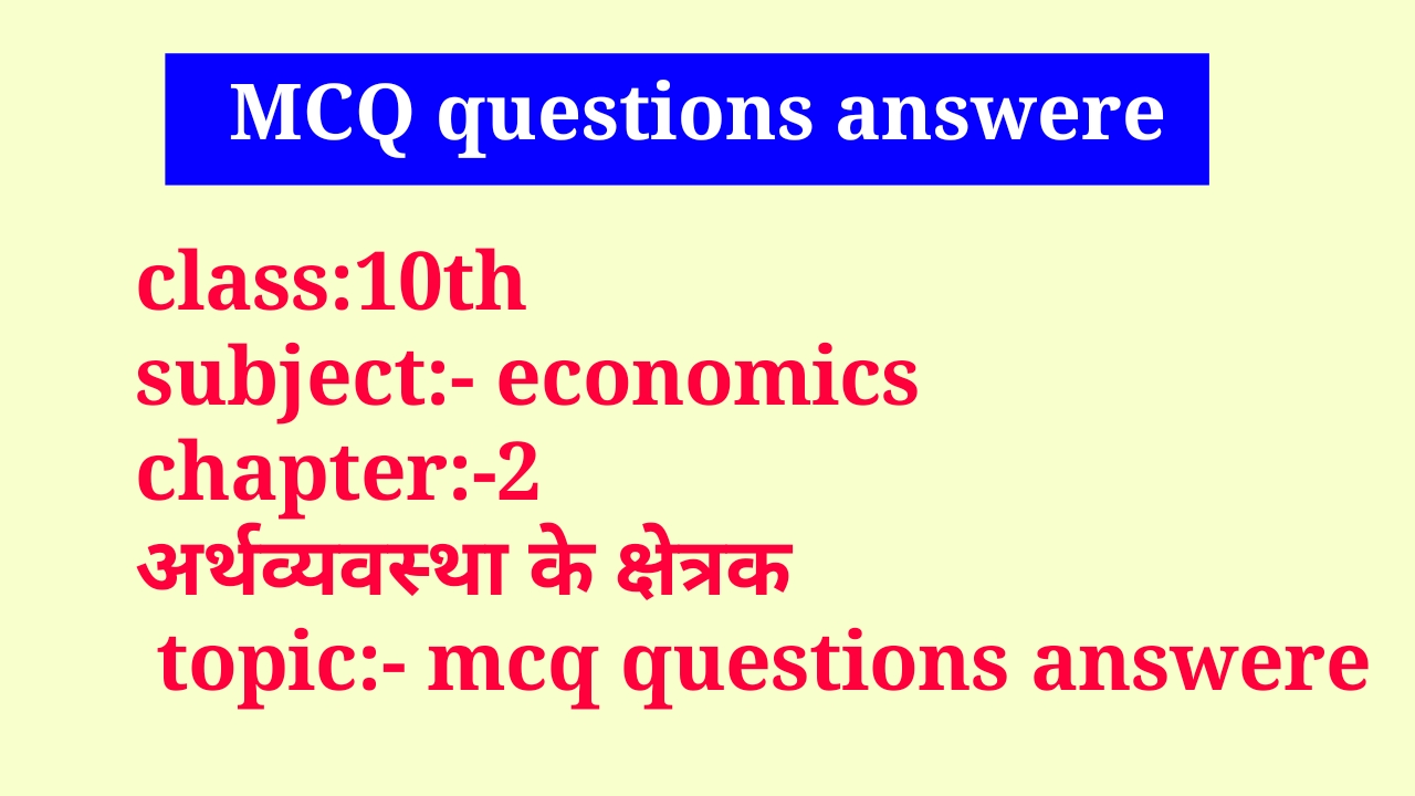Class 10 economics mcq test,